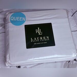Lauren Solids Ralph Lauren white 100% cotton Queen sz Flat Sheet 250 count NEW